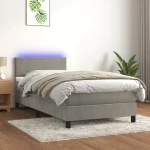 Κρεβάτι Boxspring με Στρώμα & LED Αν.Γκρι 80x200 εκ. Βελούδινο Γκρι 3134249