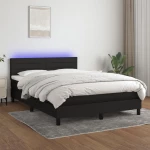 Κρεβάτι Boxspring με Στρώμα & LED Μαύρο 140x200 εκ. Υφασμάτινο Μαύρο 3133239
