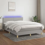 Κρεβάτι Boxspring με Στρώμα & LED Αν.Γκρι 140x190εκ. Υφασμάτινο Γκρι 3133549