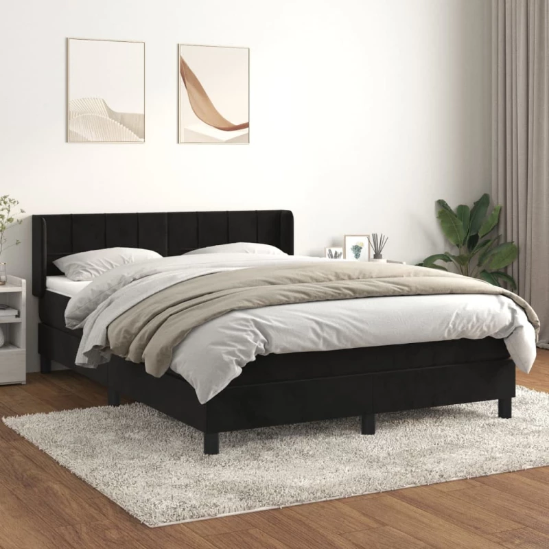 Κρεβάτι Boxspring με Στρώμα Μαύρο 140x200 εκ. Βελούδινο Μαύρο 3130963