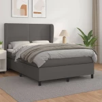 Κρεβάτι Boxspring με Στρώμα Γκρι 140x200εκ. από Συνθετικό Δέρμα Γκρι 3128917