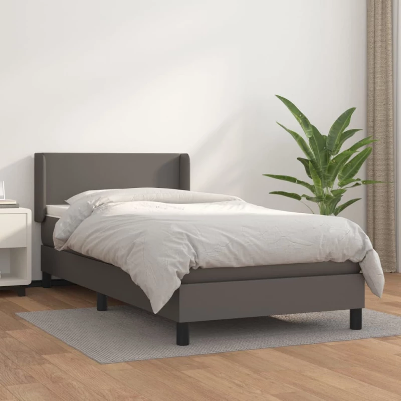Κρεβάτι Boxspring με Στρώμα Γκρι 90x200 εκ. από Συνθετικό Δέρμα Γκρι 3130641