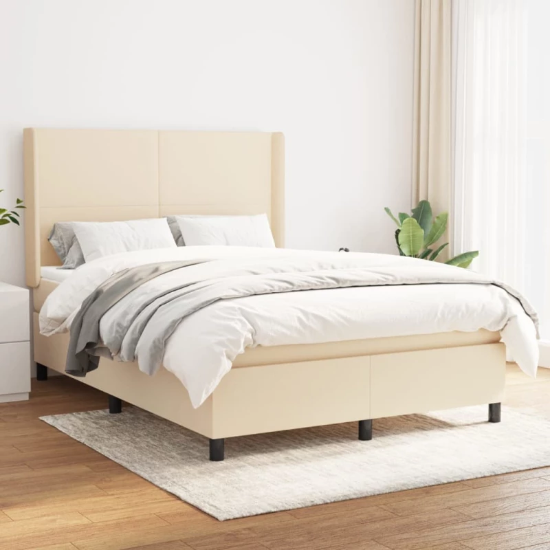 Κρεβάτι Boxspring με Στρώμα Κρεμ 140x190 εκ. Υφασμάτινο Κρεμ 3131270