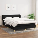 Κρεβάτι Boxspring με Στρώμα Μαύρο 140x190 εκ. Υφασμάτινο Μαύρο 3126639