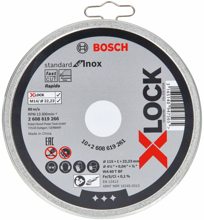 Δίσκος κοπής BOSCH X-Lock Standard 2608619266 Ø 11,5 cm (x10) S7920901