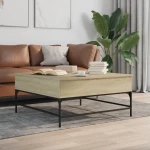 Τραπεζάκι Σαλονιού Sonoma Δρυς 95x95x45 εκ Επεξ. Ξύλο + Μέταλλο Καφέ 3217065