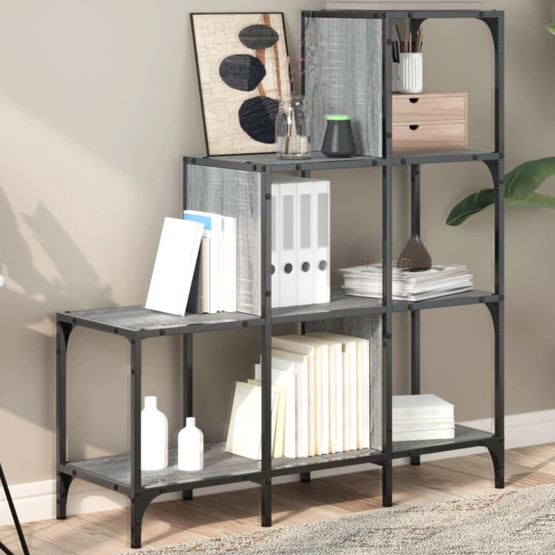 Βιβλιοθήκη Γκρι Sonoma 92x30x102 εκ. Επεξεργ. Ξύλο & Μέταλλο Γκρι 845439