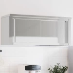 Ντουλάπι Κουζίνας Επιτοίχιο Συρόμενες Πόρτες Ανοξείδωτο Ατσάλι Ασήμι 376443