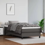 Στρώμα με Pocket Springs Γκρι 120x190x20 εκ. Συνθετικό Δέρμα Λευκό 4007152