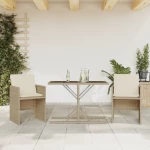 Σετ Επίπλων Bistro 3 τεμ. Μπεζ Συνθετικό Ρατάν με Μαξιλάρια Μπεζ 365066