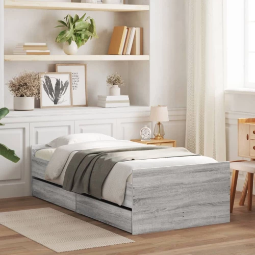 Πλαίσιο Κρεβατιού Με Συρτάρια Γκρι Sonoma 75x190εκ Small Single Γκρι 3207390