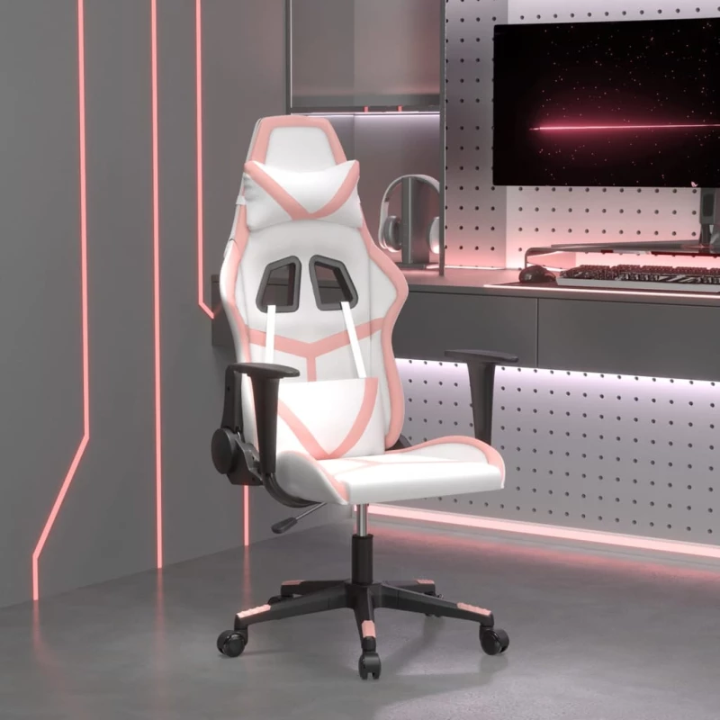 Καρέκλα Gaming Λευκό και Ροζ από Συνθετικό Δέρμα Λευκό 3143673