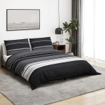 Σετ Παπλωματοθήκης Μαύρο και Λευκό 260x220 εκ. Βαμβακερό 136506