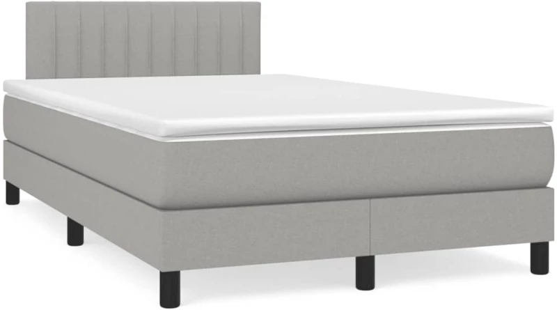 Κρεβάτι Boxspring με Στρώμα & LED Αν.Γκρι 120x190εκ. Υφασμάτινο Γκρι 3270053