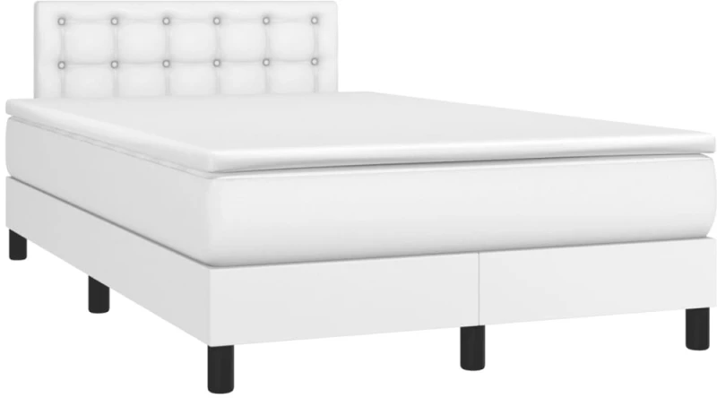 Κρεβάτι Boxspring με Στρώμα & LED Λευκό 120x190 εκ. Συνθ. Δέρμα Λευκό 3270136