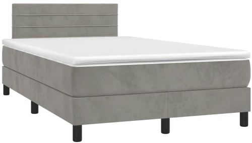 Κρεβάτι Boxspring με Στρώμα & LED Αν.Γκρι 120x190εκ. Βελούδινο Γκρι 3270159