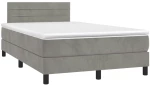 Κρεβάτι Boxspring με Στρώμα & LED Αν.Γκρι 120x190εκ. Βελούδινο Γκρι 3270159