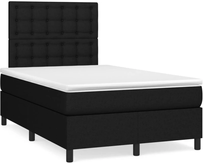 Κρεβάτι Boxspring με Στρώμα & LED Μαύρο 120x190 εκ. Υφασμάτινο Μαύρο 3270227