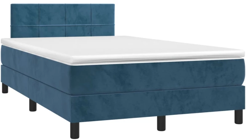 Κρεβάτι Boxspring με Στρώμα & LED Σκ. Μπλε 120x190εκ. Βελούδινο Μπλε 3270157