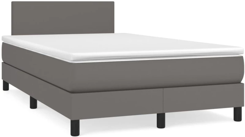 Κρεβάτι Boxspring με Στρώμα & LED Γκρι 120x190 εκ. Συνθ. Δέρμα Γκρι 3270127