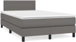 Κρεβάτι Boxspring με Στρώμα & LED Γκρι 120x190 εκ. Συνθ. Δέρμα Γκρι 3270127
