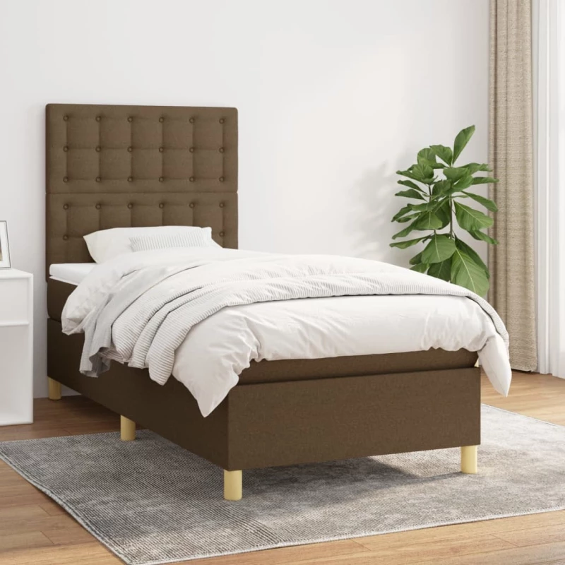 Κρεβάτι Boxspring με Στρώμα Σκούρο Καφέ 80x200 εκ. Υφασμάτινο Καφέ 3142612