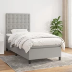 Κρεβάτι Boxspring με Στρώμα Ανοιχτό Γκρι 90x190 εκ. Υφασμάτινο Γκρι 3142057