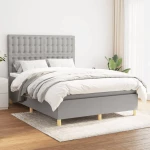 Κρεβάτι Boxspring με Στρώμα Ανοιχτό Γκρι 140x200 εκ. Υφασμάτινο Γκρι 3142657
