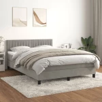 Κρεβάτι Boxspring με Στρώμα Ανοιχτό Γκρι 140x190 εκ. Βελούδινο Γκρι 3141419