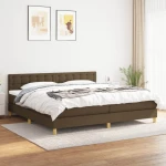 Κρεβάτι Boxspring με Στρώμα Σκούρο Καφέ 200x200 εκ. Υφασμάτινο Καφέ 3140964