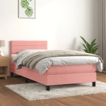 Κρεβάτι Boxspring με Στρώμα Ροζ 100x200 εκ. Βελούδινο Ροζ 3141352
