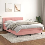 Κρεβάτι Boxspring με Στρώμα Ροζ 140x200 εκ. Βελούδινο Ροζ 3141430