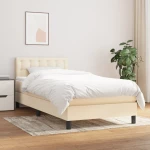 Κρεβάτι Boxspring με Στρώμα Κρεμ 100 x 200 εκ. Υφασμάτινο Κρεμ 3140358