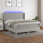 Κρεβάτι Boxspring με Στρώμα & LED Αν.Γκρι 180x200εκ. Υφασμάτινο Γκρι 3139213