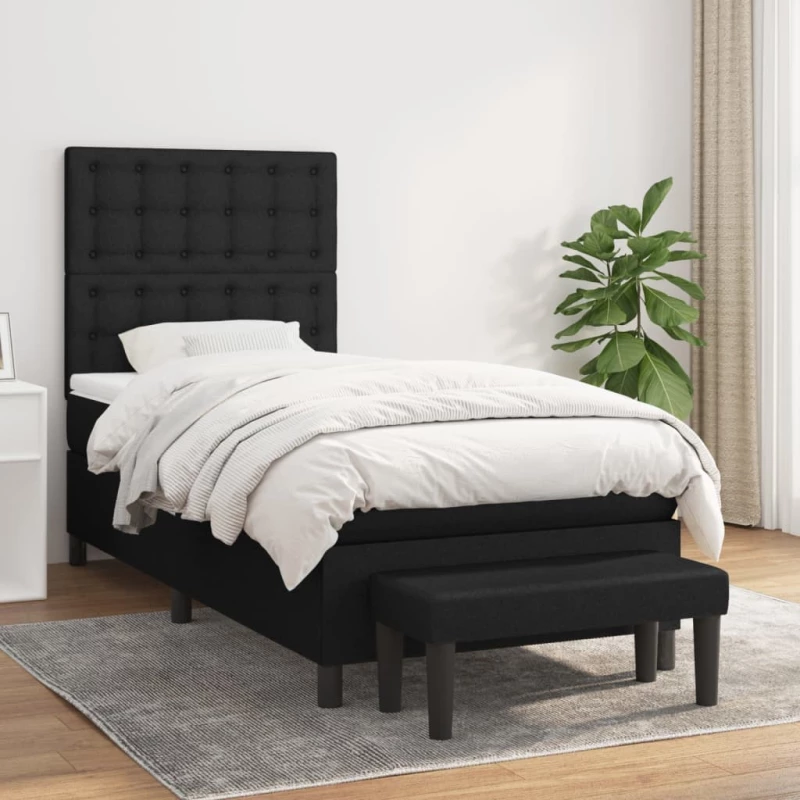 Κρεβάτι Boxspring με Στρώμα Μαύρο 80 x 200 εκ. Υφασμάτινο Μαύρο 3136871