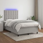 Κρεβάτι Boxspring με Στρώμα & LED Αν.Γκρι 120x200 εκ Υφασμάτινο Γκρι 3135181