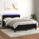 Κρεβάτι Boxspring με Στρώμα & LED Μαύρο 140x200 εκ. Βελούδινο Μαύρο 3134527