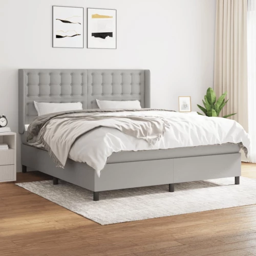 Κρεβάτι Boxspring με Στρώμα Ανοιχτό Γκρι 180x200 εκ. Υφασμάτινο Γκρι 3131769
