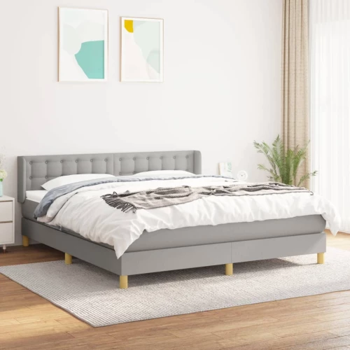 Κρεβάτι Boxspring με Στρώμα Ανοιχτό Γκρι 180x200 εκ. Υφασμάτινο Γκρι 3130609