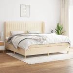 Κρεβάτι Boxspring με Στρώμα Κρεμ 200x200 εκ. Υφασμάτινο Κρεμ 3128714