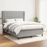 Κρεβάτι Boxspring με Στρώμα Ανοιχτό Γκρι 140x190 εκ. Υφασμάτινο Γκρι 3128277