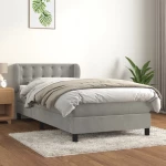 Κρεβάτι Boxspring με Στρώμα Ανοιχτό Γκρι 90x200 εκ. Βελούδινο Γκρι 3127709