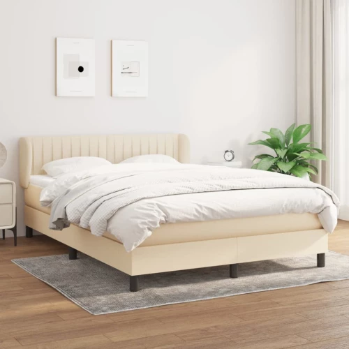 Κρεβάτι Boxspring με Στρώμα Κρεμ 140x190 εκ. Υφασμάτινο Κρεμ 3126402