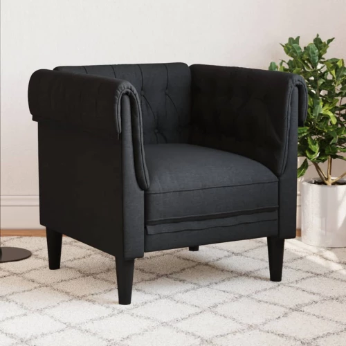 Πολυθρόνα Chesterfield Μαύρο Υφασμάτινη Μαύρο 372540