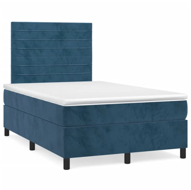Κρεβάτι Boxspring με Στρώμα & LED Σκ. Μπλε 120x190εκ. Βελούδινο Μπλε 3270321