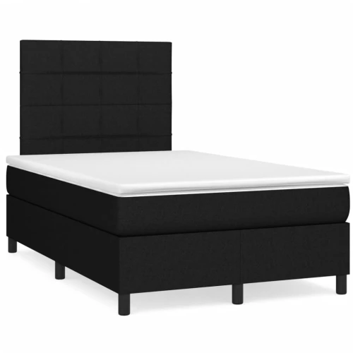 Κρεβάτι Boxspring με Στρώμα & LED Μαύρο 120x190 εκ. Υφασμάτινο Μαύρο 3270199