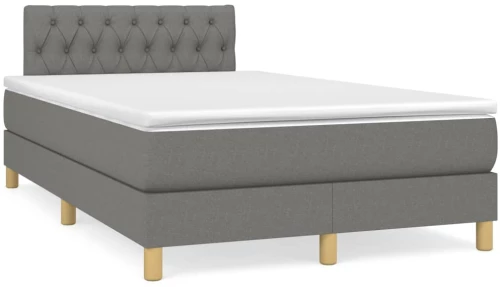Κρεβάτι Boxspring με Στρώμα & LED Σκ.Γκρι 120x190εκ. Υφασμάτινο Γκρι 3270110
