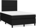 Κρεβάτι Boxspring με Στρώμα & LED Μαύρο 120x190 εκ. Υφασμάτινο Μαύρο 3270192