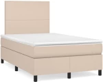 Κρεβάτι Boxspring Στρώμα&LED Καπουτσίνο 120x190 εκ. Συνθ. Δέρμα Καφέ 3270286