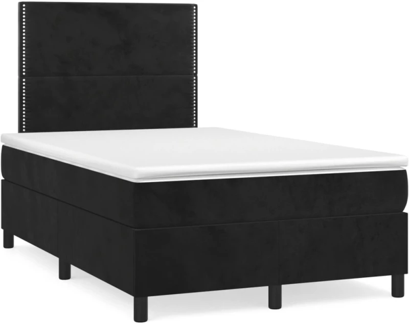 Κρεβάτι Boxspring με Στρώμα & LED Μαύρο 120x190 εκ. Βελούδινο Μαύρο 3270307